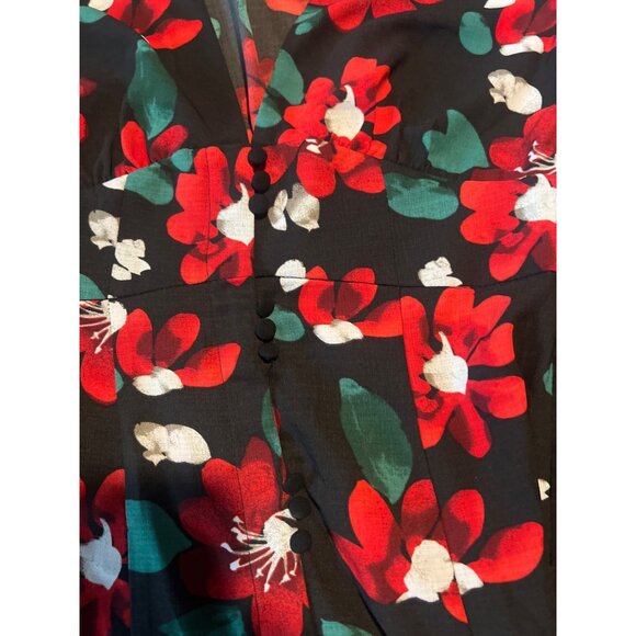 Urban Outfitters Michelle Black Red Floral Mini Dress S Black & Red - Picture 8 of 10